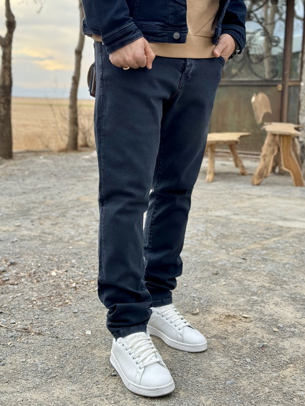 شلوار جین رگولار مردونه رنگ سورمه ای بلو بلک