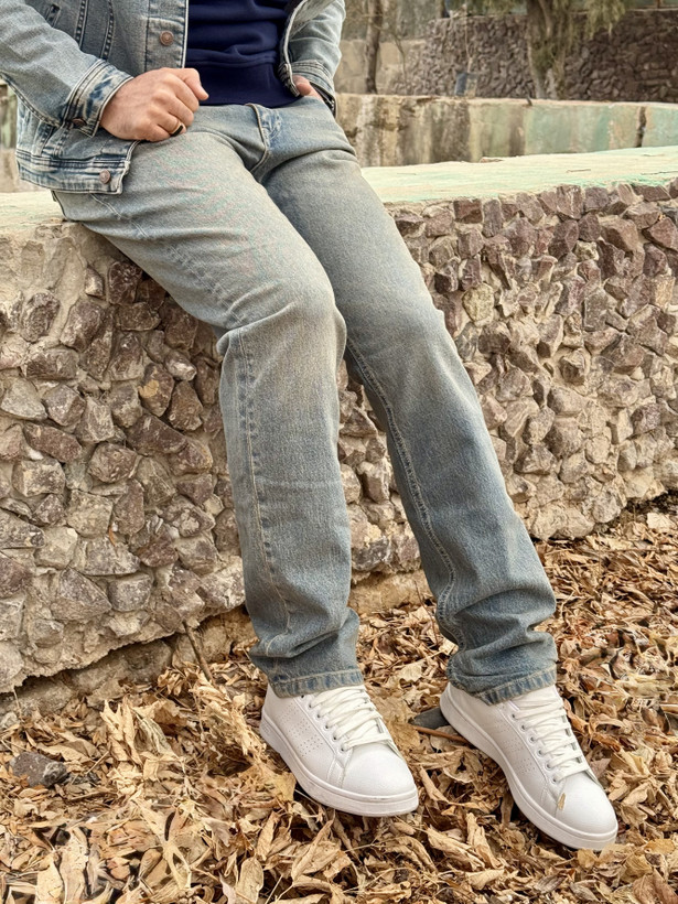 شلوار جین رگولار مردونه رنگ آبی روشن تئاتر کثیف